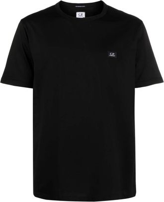 C.P. Company Black Logo Patch Jersey T-shirt - Heren - T-shirts - Zwart - L - Katoen - Tops