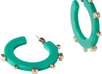 Smith & Co Womens Solid Jewel Hoop Earrings In Sea Green