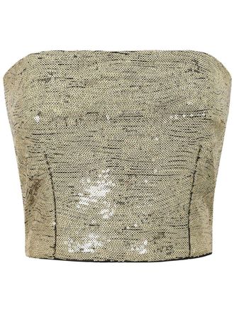 Dolce & Gabbana sequin-embellished strapless top - women - Polyester/Cotton/Polyamide - 46 - Gold