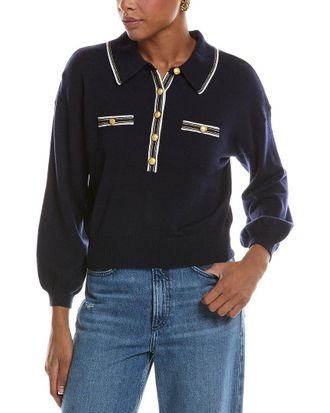 L'agence Malaki 3/4 Sleeve Wool-Blend Clard Sweater