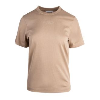 Lacoste Print Katoenen T-shirt - Dames - Tops - Beige - Maat: XS Katoen