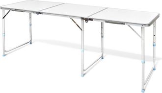 vidaXL Mesita Plegable De Aluminio Camping 180 X 60 Cm Vidaxl
