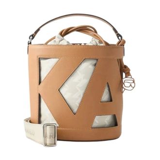 Karl Lagerfeld Ikon Monogram Bucket Bag - female - Karl Lagerfeld - Bucket Bags - Beige - ONE SIZE - Bags