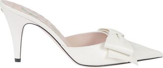 Valentino Garavani Off White Solid Bow Pumps