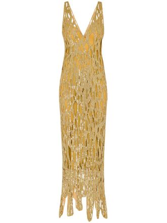 Moschino Abito lungo smanicato con paillettes - Oro