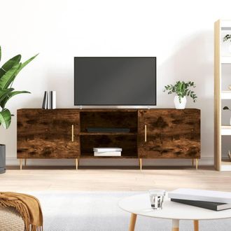 Berkfield Home TV Cabinet Smoked Oak 150x30x50 cm Engineered Wood in Brown | Size: 150 x 30 x 50 cm