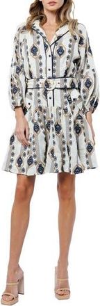 Ciebon Jasper Embroidered Long Sleeve Belted Shirtdress in White Multi at Nordstrom Rack, Size Medium