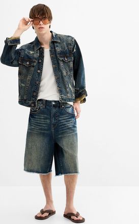 True Religion Mens Dusty-indigo XL jort Baggy fit