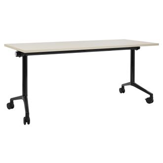 Beliani Escritorio Rectangular Moderno Plegable Con Ruedas Mesa M&oacute;vil Port&aacute;til Estructura Met&aacute;lica 160 X 60 Cm Madera Clara Y Negro Cavi