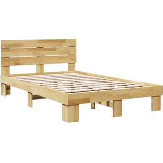 vidaXL Vidaxl - Bed Frame with Headboard without Mattress 120x200 cm Solid Wood Oak