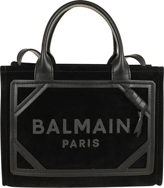 Balmain Tote Bags, female, Black, Size: ONE SIZE Suede Leather Shopper with Logo