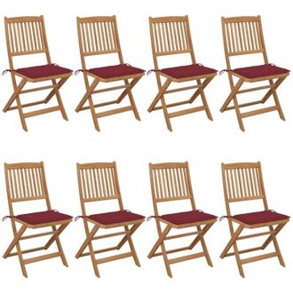 vidaXL Sillas De Jard&iacute;n Plegables 8 Uds Y Cojines Madera Maciza Acacia Vidaxl