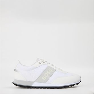 HUGO BOSS Mens Round Toe Flat Heel Parkour Trainers in White - Size UK 7