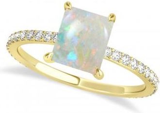 Allurez Emerald Opal & Diamond Hidden Halo Engagement Ring 14k Yellow Gold (2.93ct)