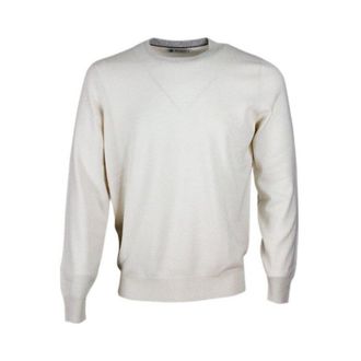 Brunello Cucinelli MenS Ivory Wool Sweater, Size 58