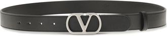 Valentino Garavani Mens Vlogo Signature Leather Belt Nero Calf Bos Taurus E Braces