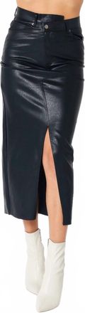 Olivaceous Leather Icon Midi Skirt In Black