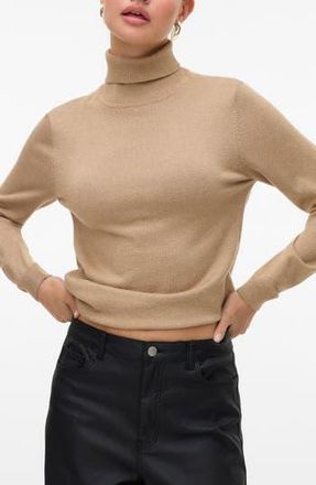 Vero Moda Happy Glitter Turtleneck Sweater in Silver Mink Detail W at Nordstrom Rack, Size X-Small