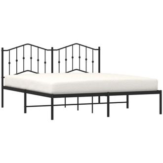 vidaXL Estructura Cama Sin Colch&oacute;n Con Cabecero Metal Negro 180x200 Cm Vidaxl