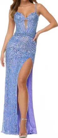 Sherri Hill Sequin Beaded Dress In Periwinkle