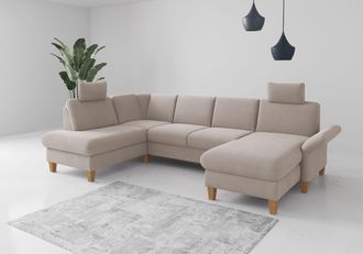 HOME AFFAIRE Wohnlandschaft »Rochelle, U-Form« optional mit Armteilverstellung, mit Bettfunktion & Bettkasten