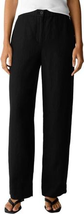 Eileen Fisher Straight Leg Linen Pants in Black at Nordstrom, Size Xx-Small