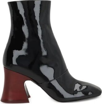 Chloé 80mm Leather Block-Heel Boots - Womens - Lambskin/Patent Lambskin/Calf Leather