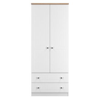 Welcome Furniture Lynton Ready Assembled 2 Door 2 Drawer Wardrobe In Porcelain Ash & Bardolino Oak - Welcome Furniture | TJ Hughes