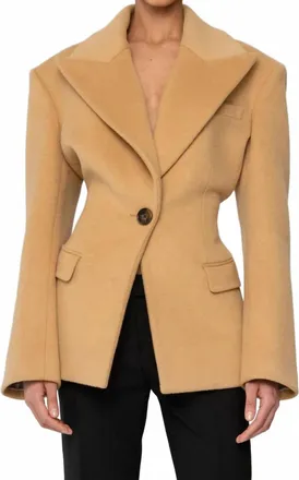 Ronny Kobo Calla Short Wool Coat In Camel