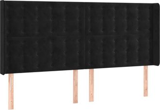 vidaXL Cabecero Con Orejas De Terciopelo Negro 183x16x118/128 Cm Vidaxl