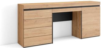 Skraut Home Tavolo da toeletta, Tavolo da Trucco, stoccaggio, 177x75x35 cm, Con cassetto, Cassettiera, Stile moderno, Rovere - Skraut Home