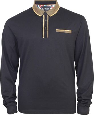 KAM Jersey Polo Shirt Long Sleeve Pocket Cotton Casual Top Mens Plus Size 5509 (UK, Alpha, 6XL, Plus, Regular, Black)