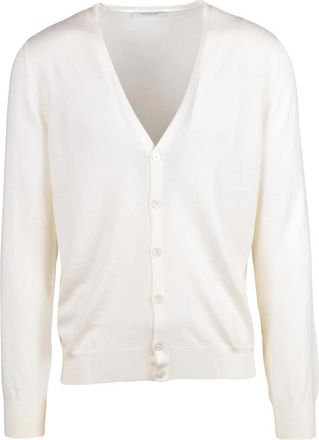 Gran Sasso V-hals Cardigan met Knopen - Heren - Vesten - Wit - 3XL - Wol - Truien & Vesten