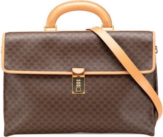 Celine Macadam Brown Pvc Briefcase Shoulder Bag (Pre-Owned)