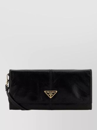 Prada leather crossbody bag fold over design