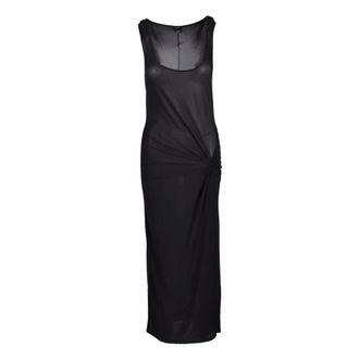 Pinko Lange jurk in viscose-elastaanmix - Dames - Maxi kleedjes - Zwart - L - Kleedjes