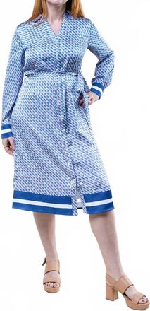 Skies Are Blue Clothing Long Sleeve Midi Dress Geo Print In Blue