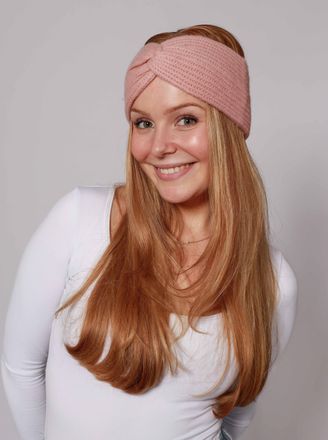 Zwillingsherz Stirnband ZWILLINGSHERZ Rippe, Damen, altrosa, Strick, Obermaterial: 100% Kaschmir, M&uuml;tzen Stirnband, breit, gerippt, mit Knotendetail