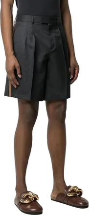 Valentino Stripe-Detail Knee-Length Shorts - Gray