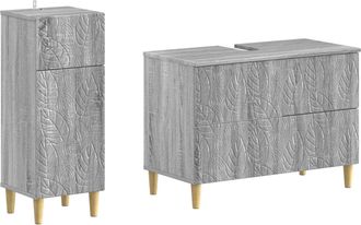 vidaXL Juego De Gabinete De Ba&ntilde;o De 2 Piezas Delft Sonoma Gris Vidaxl