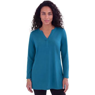 Roaman's Ultimate Y Neck Tunic in Peacock Teal at Nordstrom, Size Medium