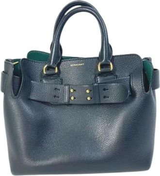 Burberry Pre-owned Handbags, female, Blue, Size: ONE SIZE Pre-owned Leather Handbag