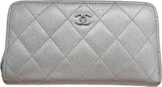 Chanel Silver Grained Calfskin Chain/Shoulder Wallet (Pre-Owned)
