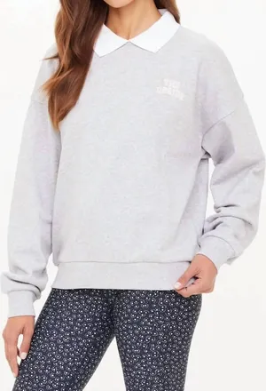 The Upside Womens Pascal Collared Crew Top In Grey