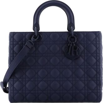Dior Ultra Matte Lady Dior Bag Cannage Quilt Calfskin Large satchel - Blauw