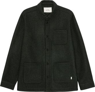 Les Deux Rechte Wolmix Overshirt - Heren - Zomerjassen - Groen - M - Wol - Jassen