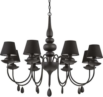 Ideal Lux Ideal Lux - Blanche - L&aacute;mpara De Ara&ntilde;a De 8 Luces Con Brazos M&uacute;ltiples, Acabado Negro, E14