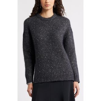 Nordstrom Metallic Crewneck Sweater in Grey Dark Heather Metallic at Nordstrom, Size Xx-Small