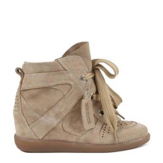 Bronx Jae-yy su&egrave;de sneakers met sleehak beige