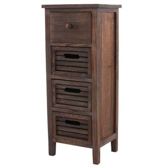 Hhg Nunca Usado] C&oacute;moda T18, Armario Con Cajones, 4 Cajones, 74x30x25cm Shabby-look Vintage, Marr&oacute;n